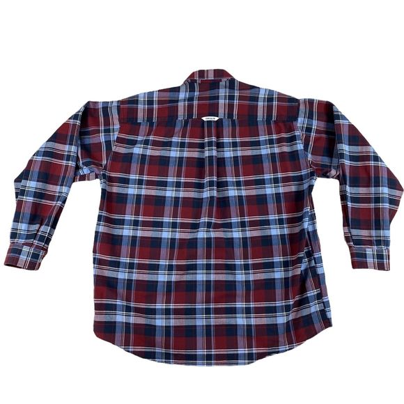 Cinch Modern Fit Long Sleeve Red Blue Button Down Cotton Shirt Size L - Picture 2 of 8